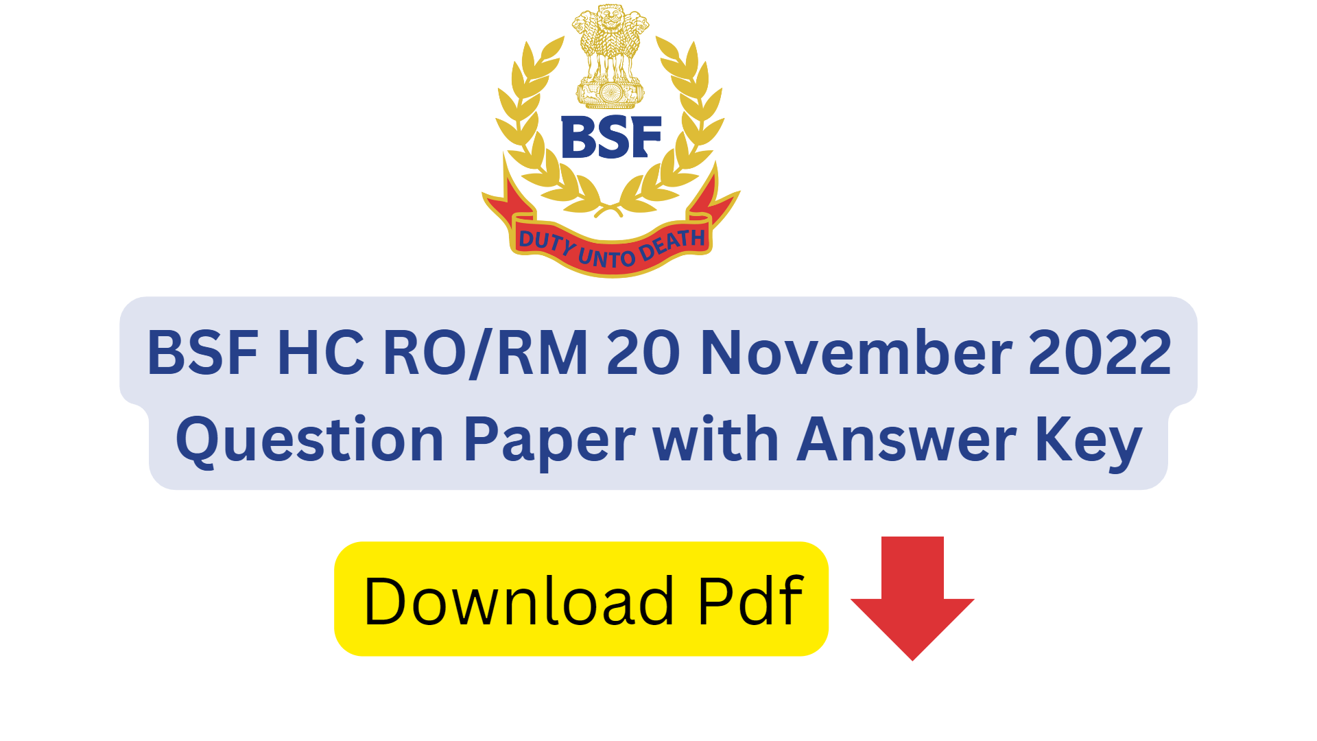 BSF HC RO/RM 20 November 2022 Question Paper with Answer Key