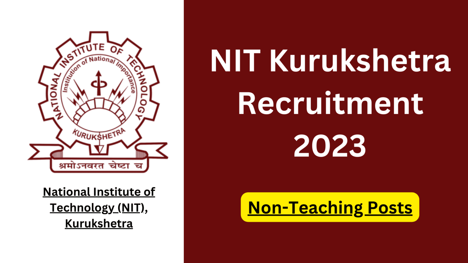 NIT Kurukshetra Recruitment 2023 Apply Online At Nitkkr.ac.in