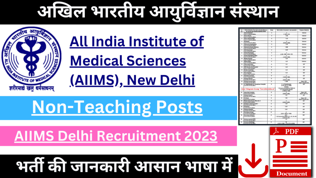 AIIMS Delhi Recruitment 2023 Non-Teaching 281 Posts Apply Online At ...