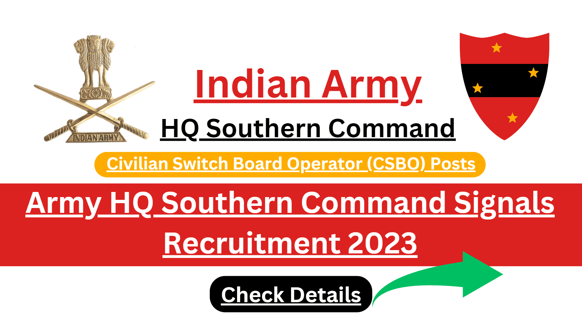 Army HQ Southern Command Signals CSBO Recruitment 2023