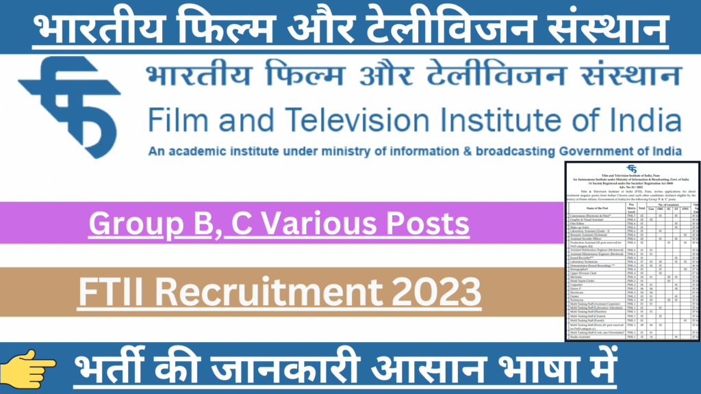 FTII Recruitment 2023 Notification Released For Group B, C Various ...