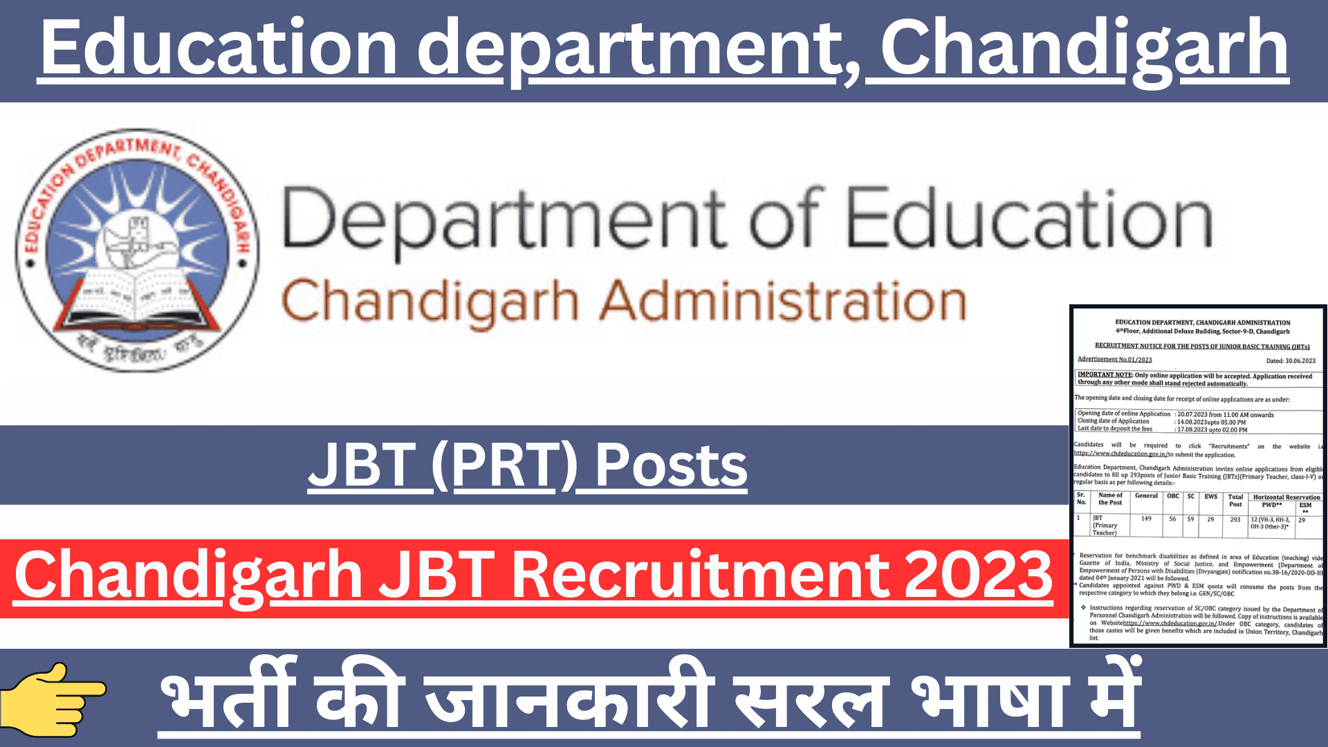Chandigarh JBT Recruitment 2023