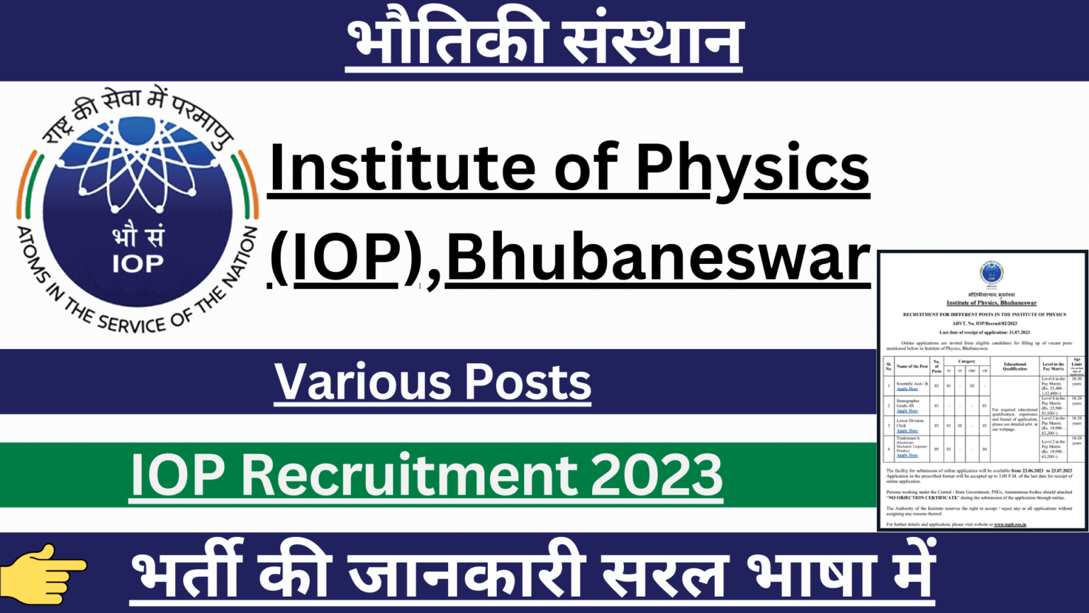 IOP Bhubaneswar Recruitment 2023 | Institute Of Physics Bhubaneswar ...