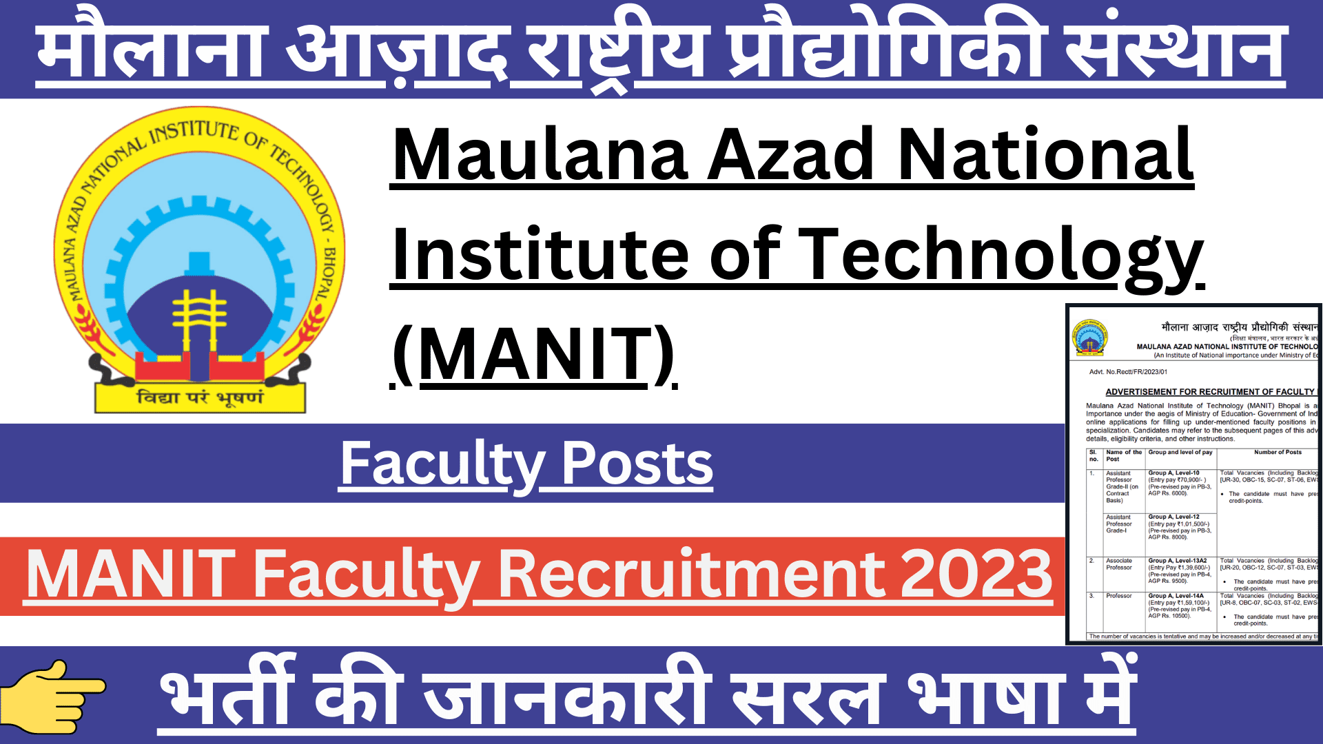 MANIT Recruitment 2023