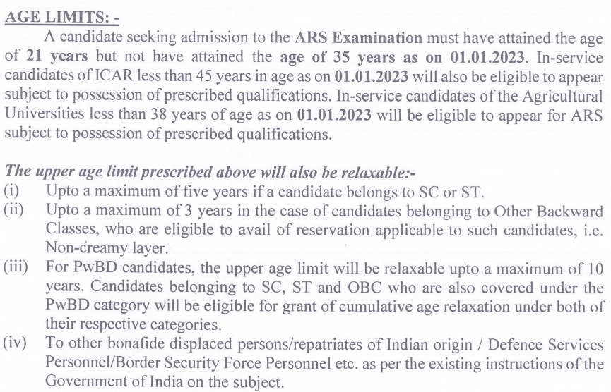 ASRB ARS Recruitment 2023 Age Limit