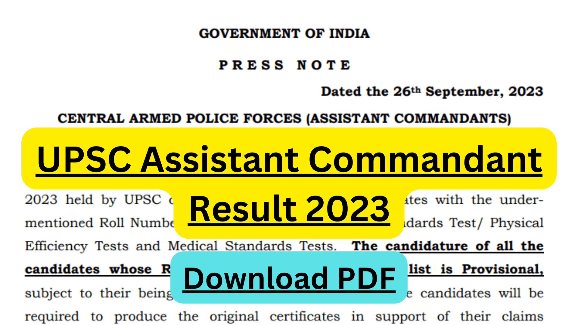 UPSC Assistant Commandant Result 2023