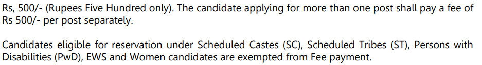 IIT Hyderabad Non Teaching Recruitment 2023 Application Fee