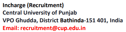CU Punjab Non Teaching Recruitment 2023 Helpline