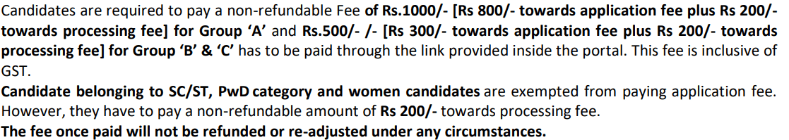 IIT Jammu Non Teaching Recruitment 2023 Application Fee