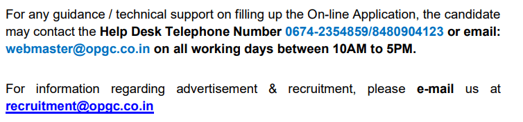 OPGC Assistant Manager Recruitment 2023 Helpline