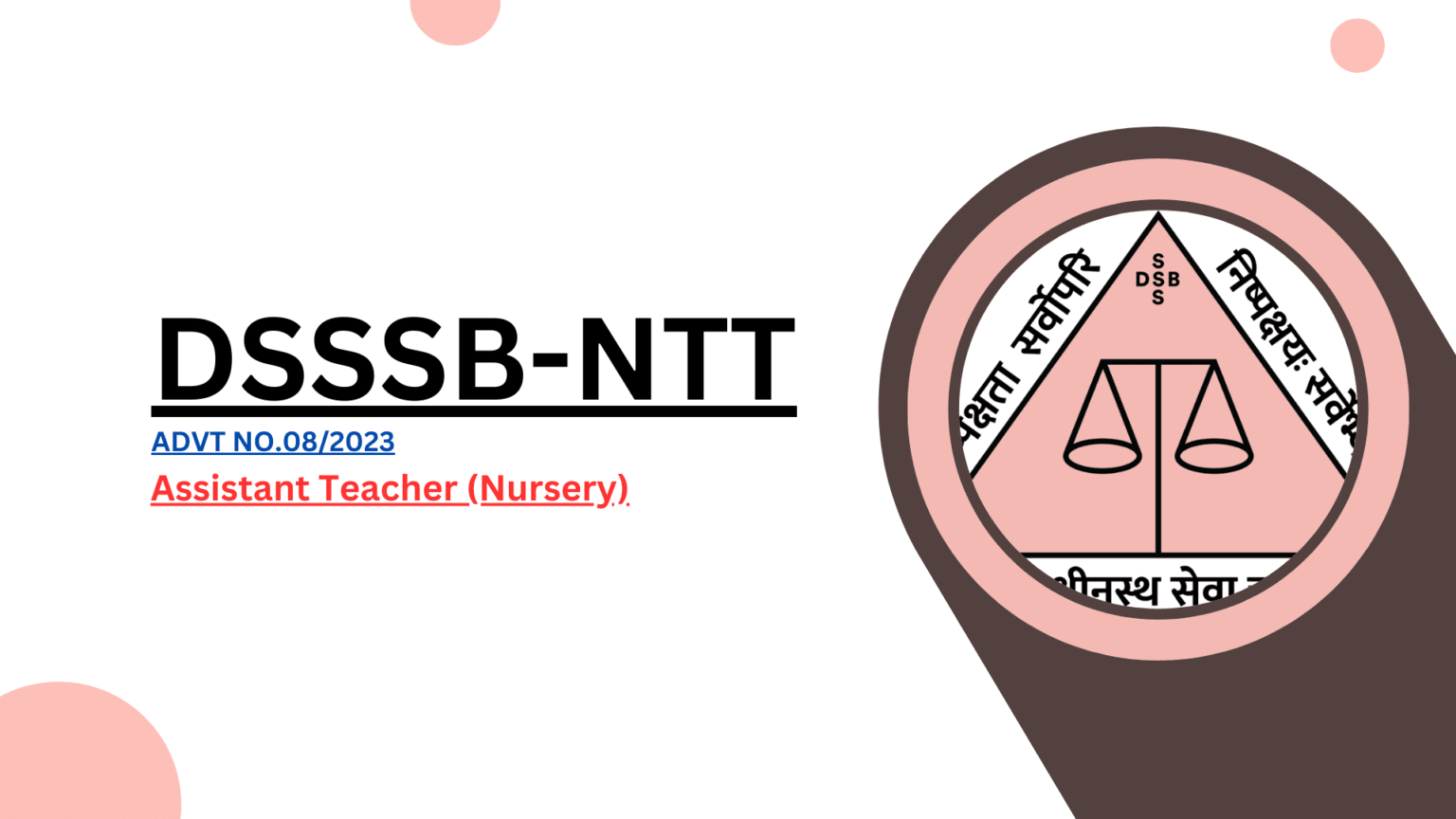 Dsssb Ntt Recruitment Post Notification Released Apply