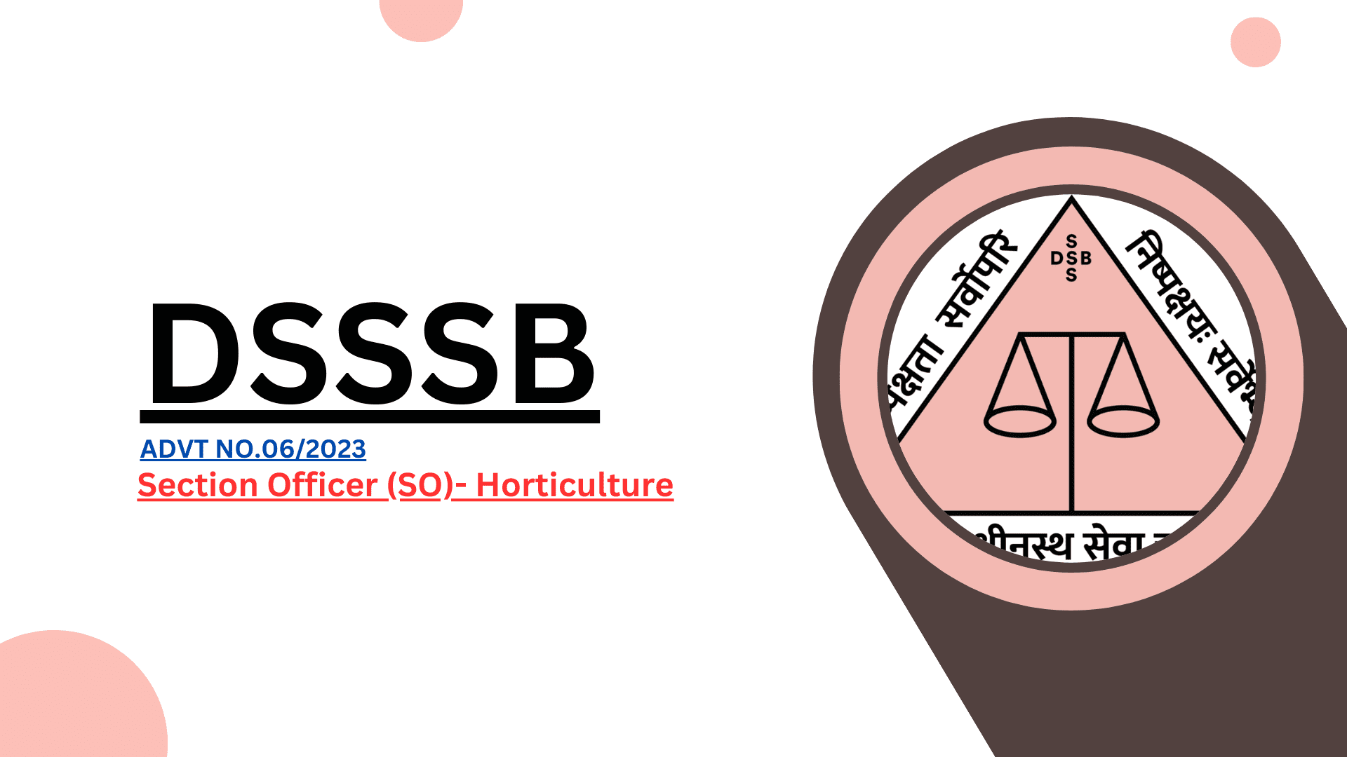 DSSSB SO Horticulture Recruitment 2024