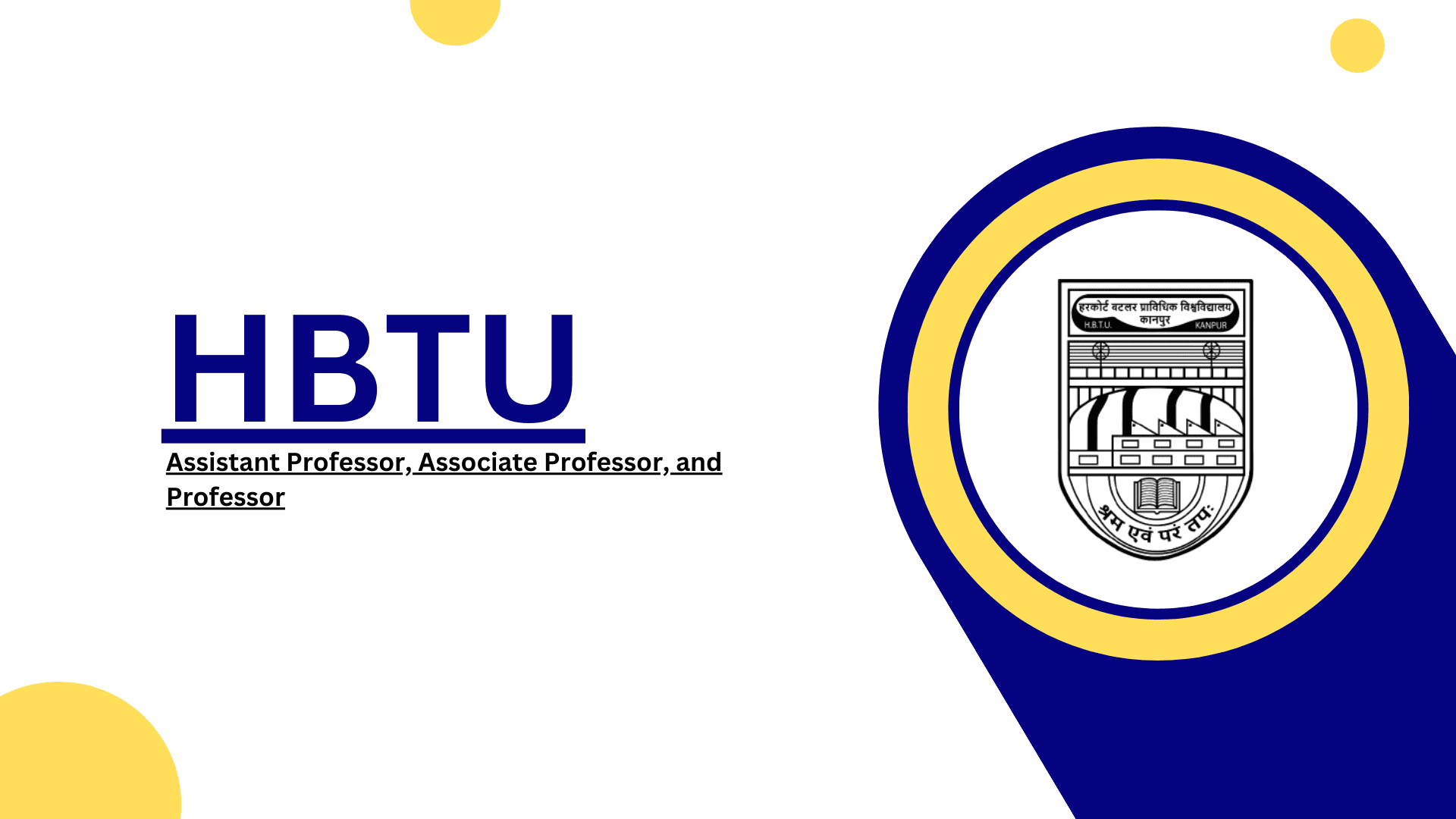 HBTU Faculty Recruitment 2024