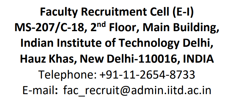 IIT Delhi Faculty Recruitment 2024 Helpline