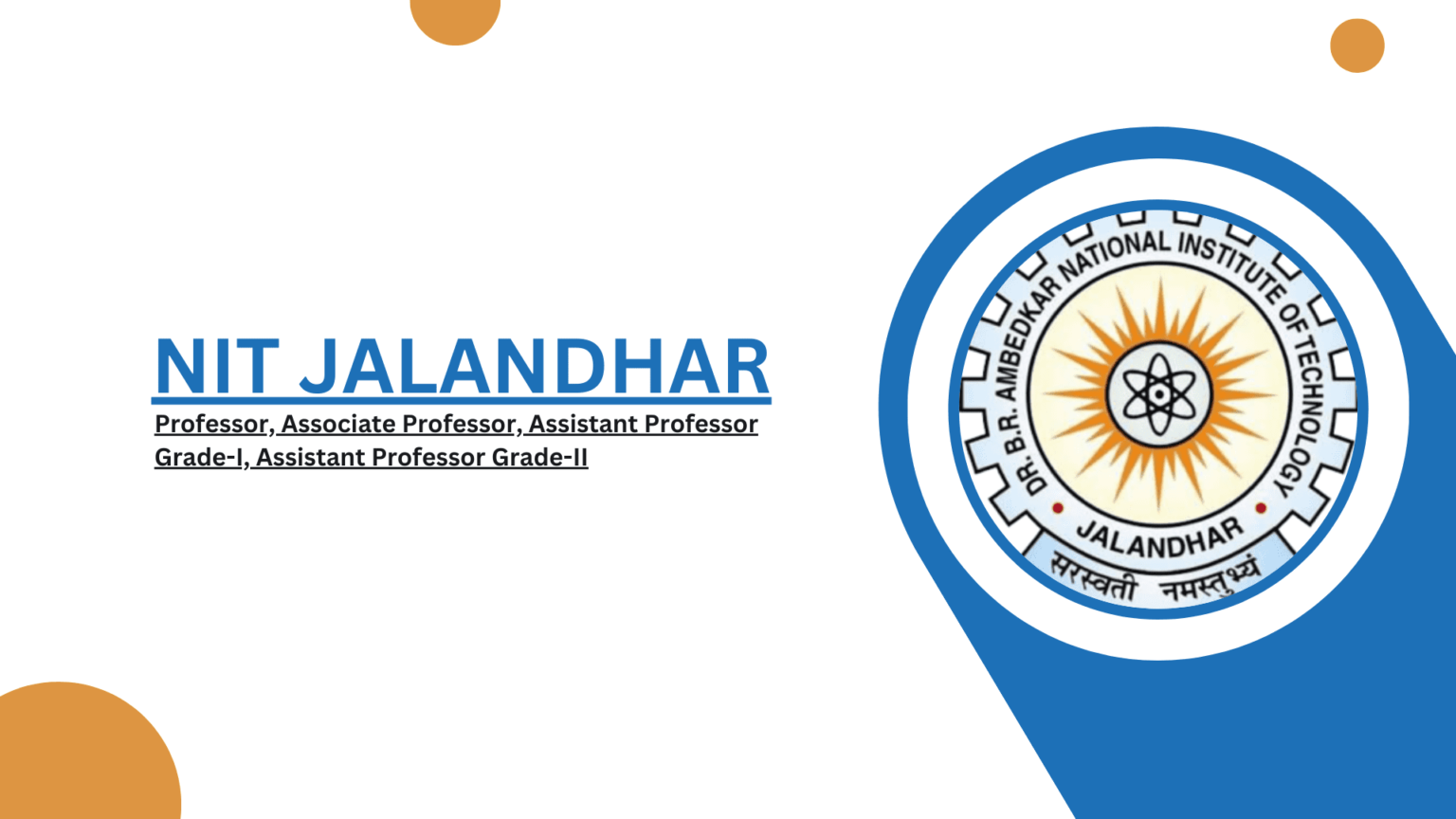 NIT Jalandhar Faculty Recruitment 2024 NIT Jalandhar Recruitment 2024